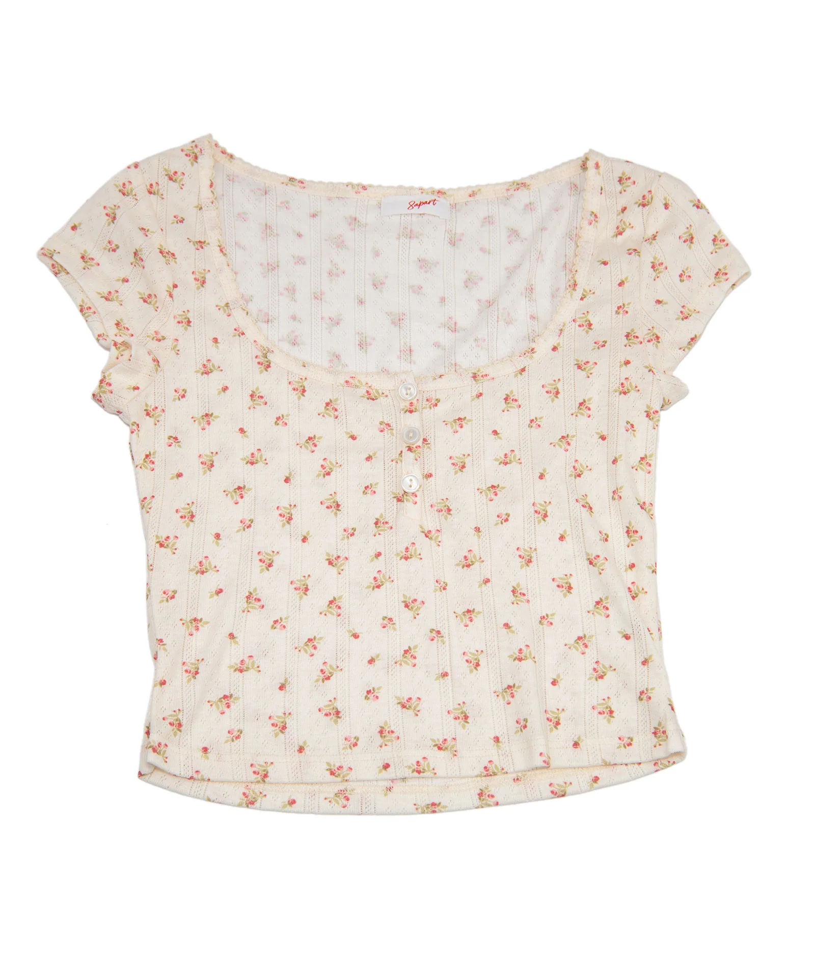 8apart Women Tommie Red Floral Baby Tee