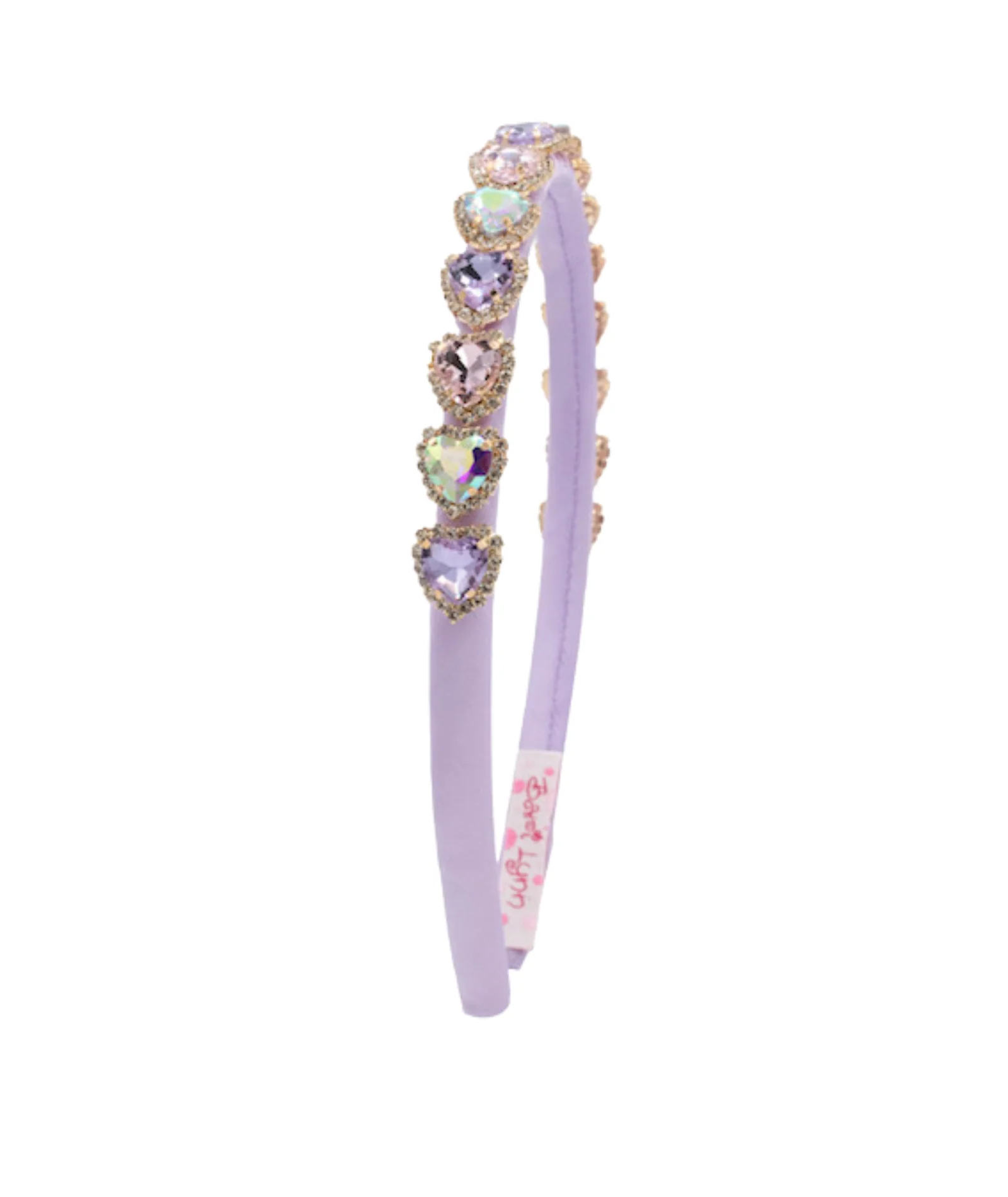 Bari Lynn Thin Satin Headband Jewel Hearts - Image 2