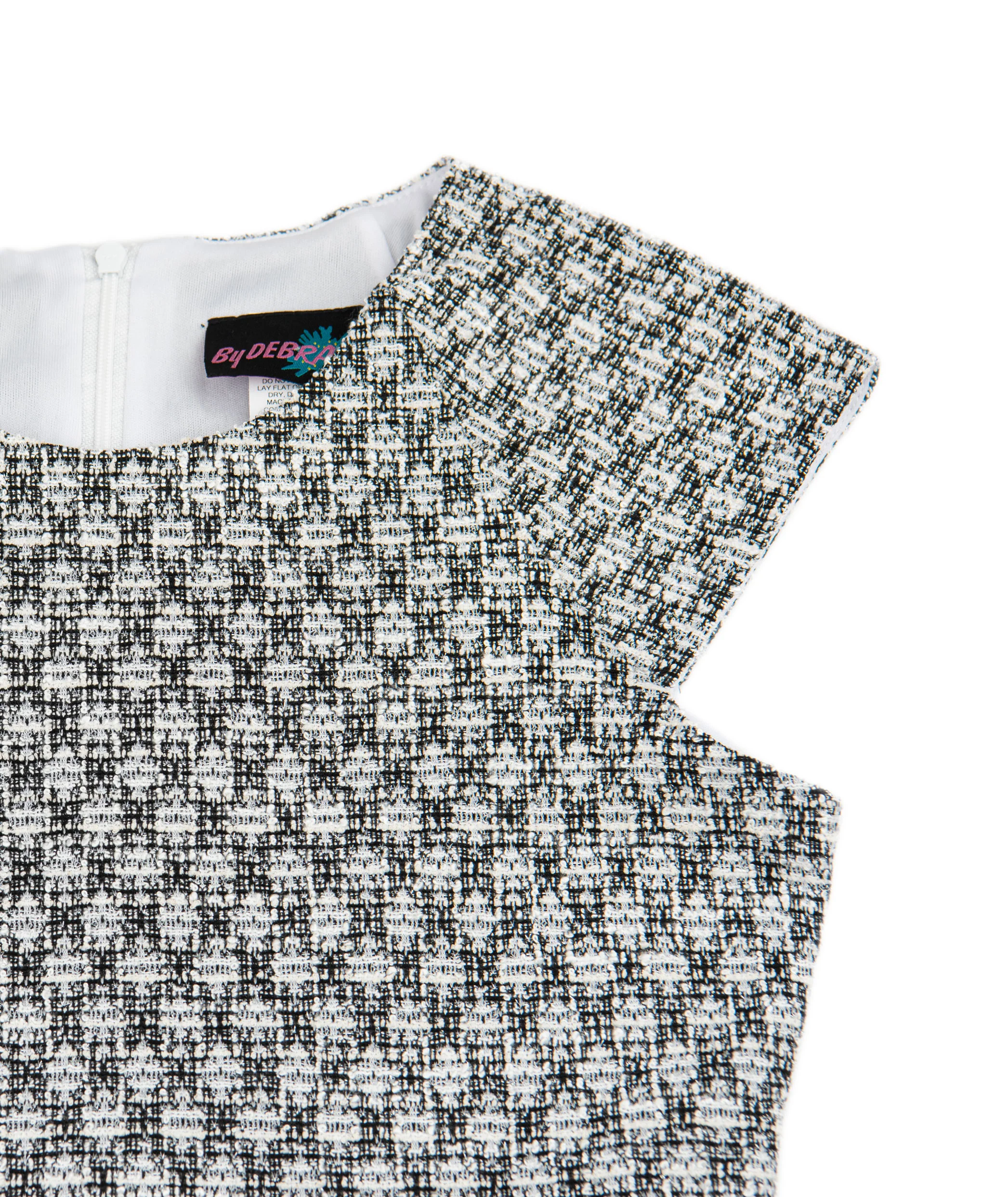 By Debra Girls Ali Black/White Boucle Cap Sleeve Box Pleat Dress - Image 3