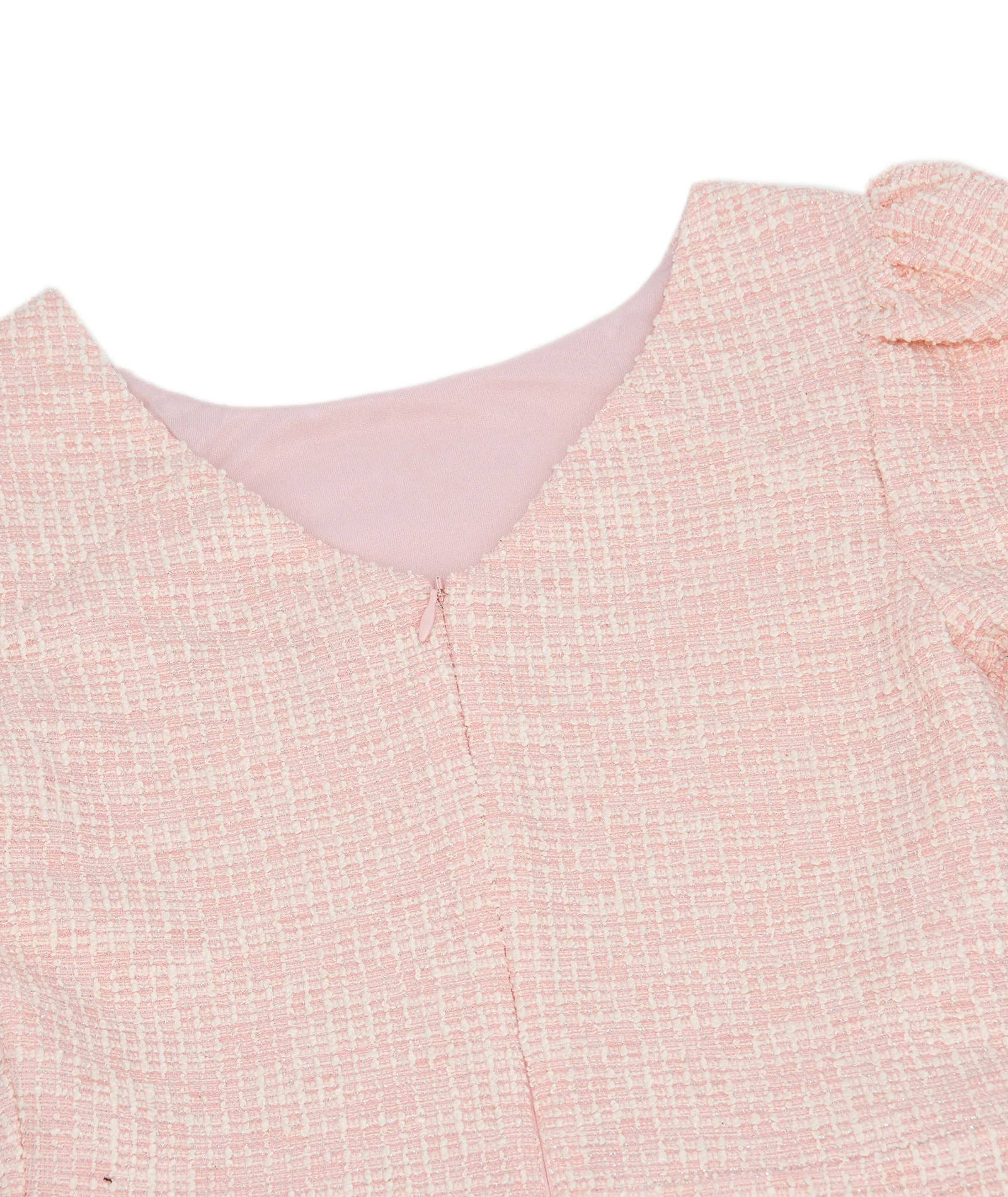 By Debra Girls Mia Pink/White Boucle Puff Sleeve Sheath Dress - Image 3