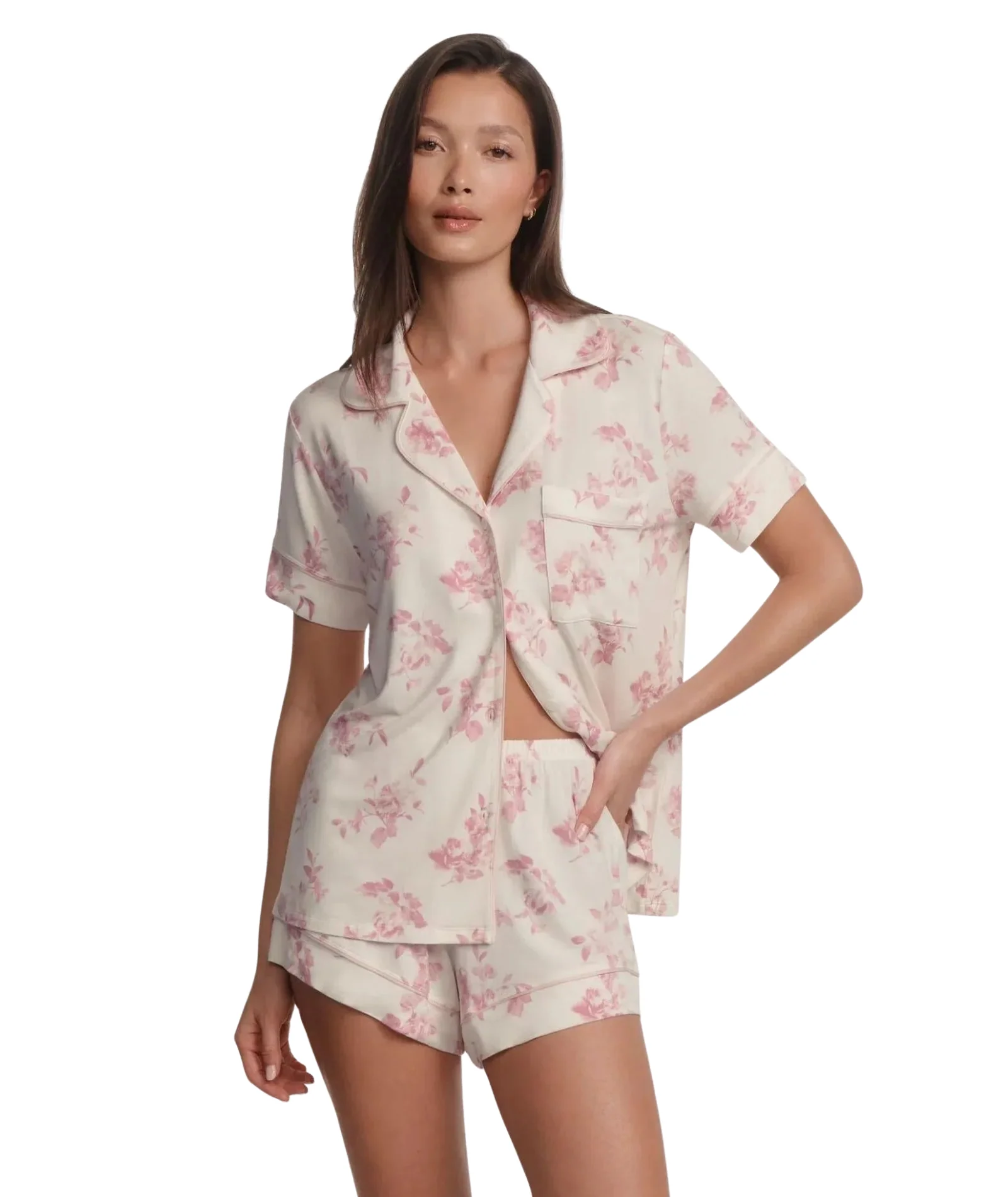 Eberjey Women Gisele Relaxed Shorts Pink Rose Garden Cameo