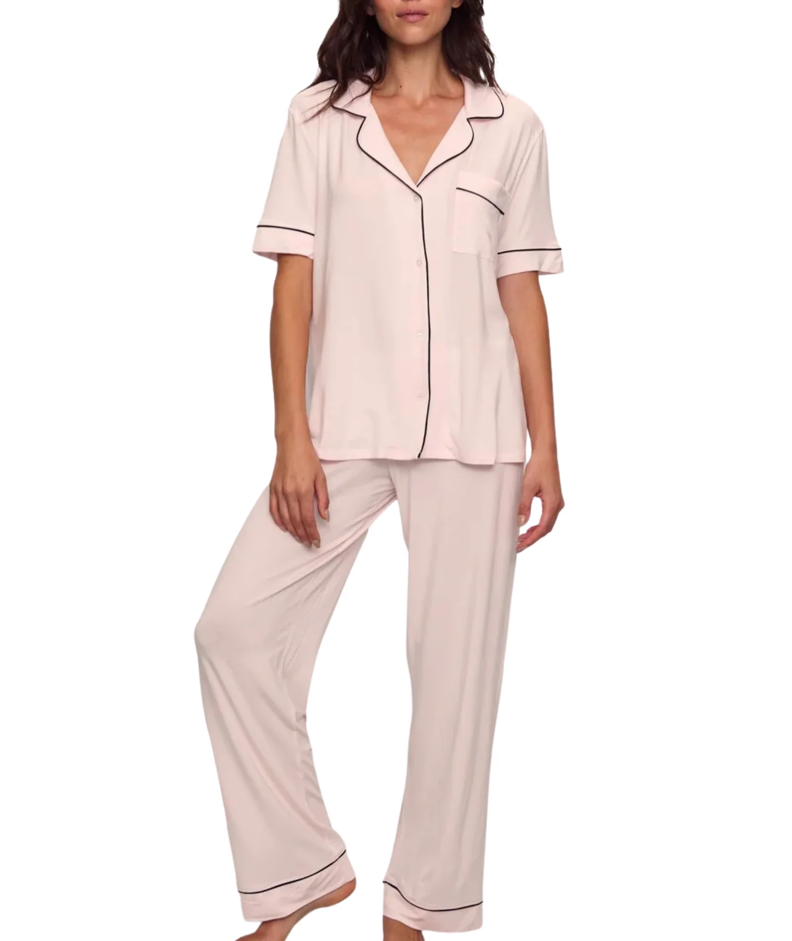 Eberjey Women Gisele Short Sleeve Pants PJ Set Sorbet/Black