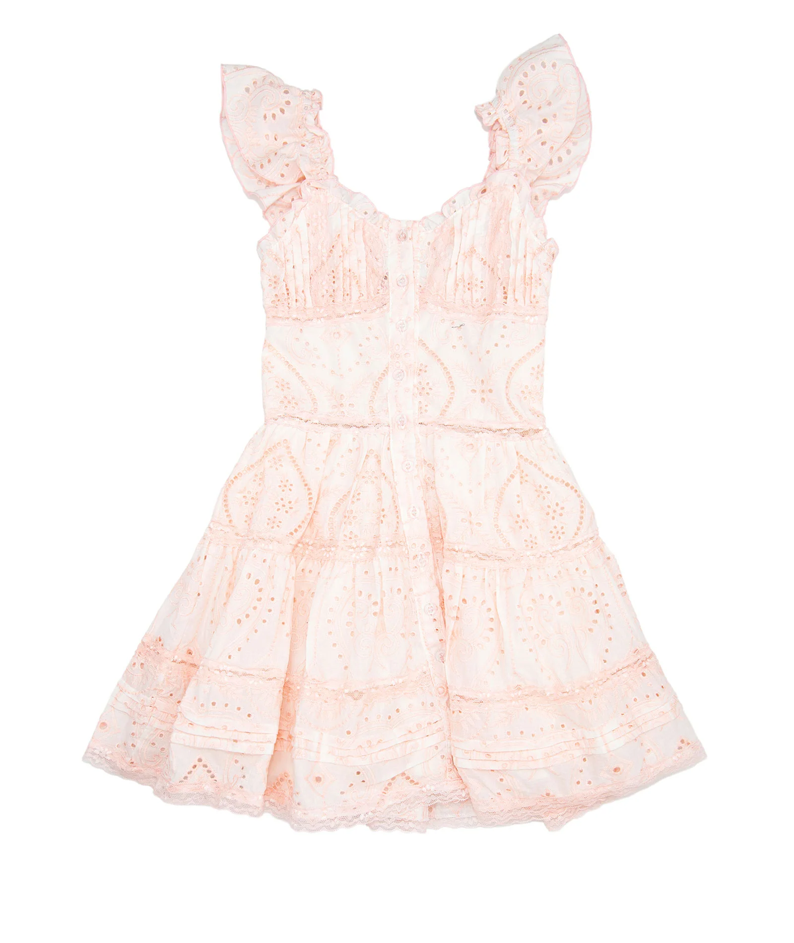 FBZ Girls Meredith Peach Eyelet Ruffle Dress
