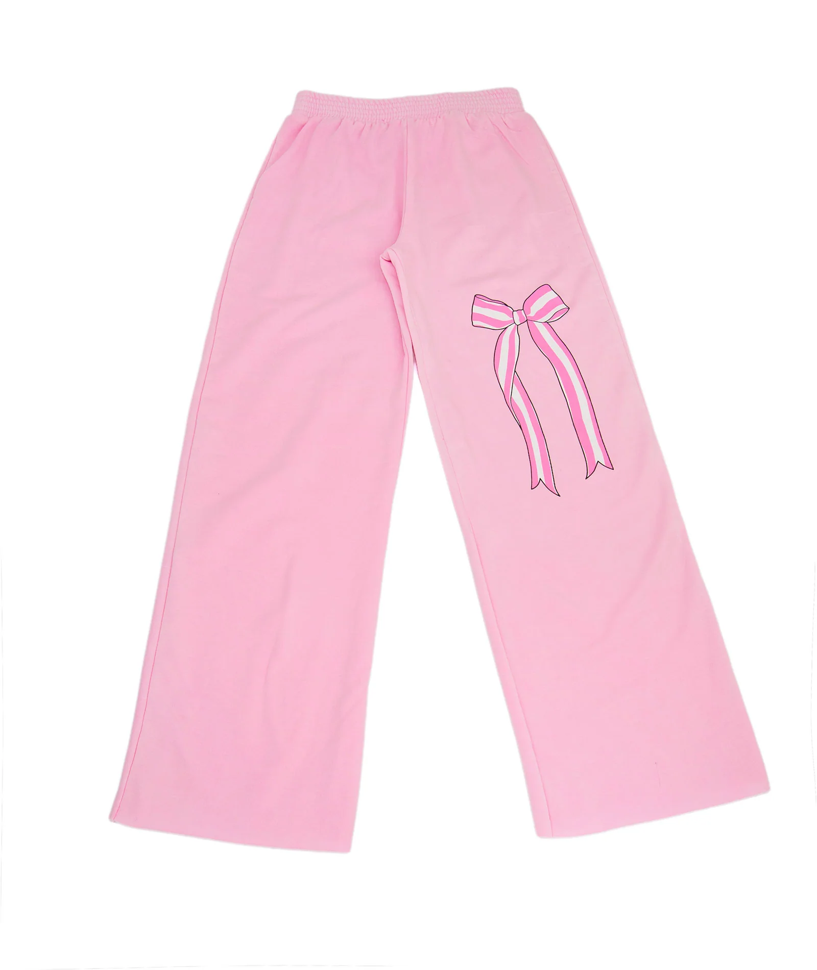 Firehouse Girls Ice Pink Stripe Bow Wide Leg Sweatpants