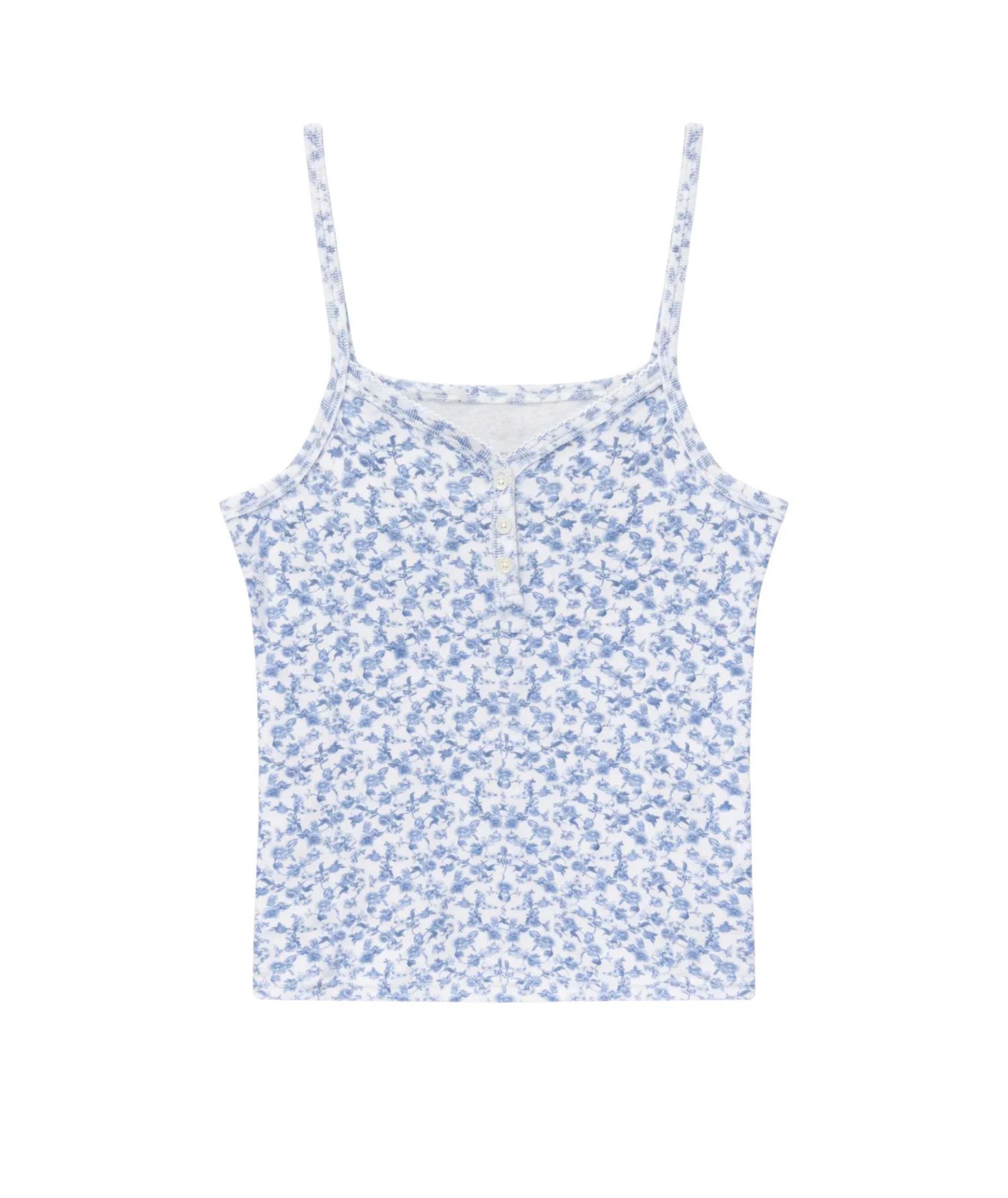 Katie J NYC Girls Blue Mini Toile Hailey Henley Cami