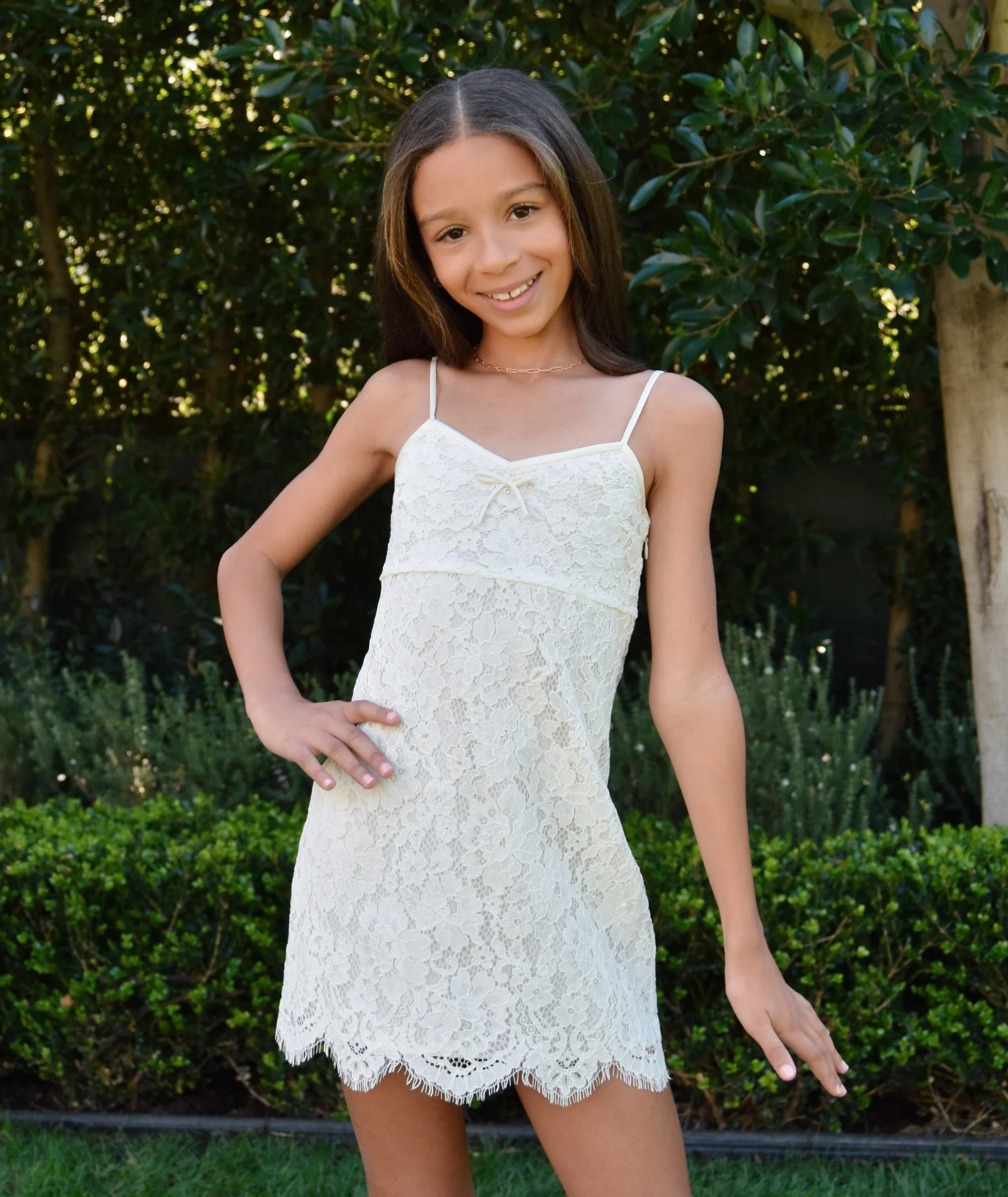 Love Shack Fancy Girls Mini Petaline Dress Ivory