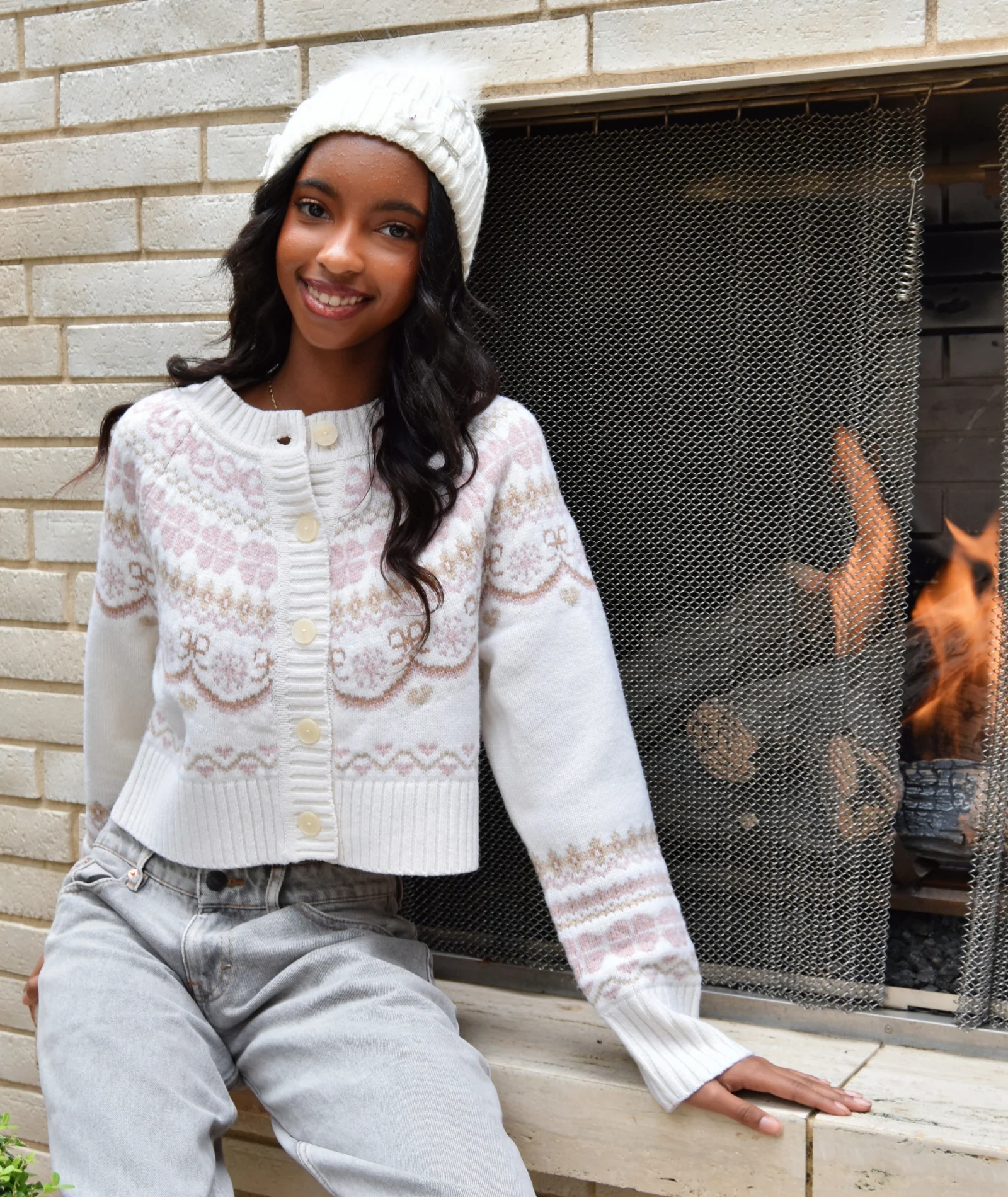 Love Shack Fancy Women Shantae Cardigan Pink Champagne