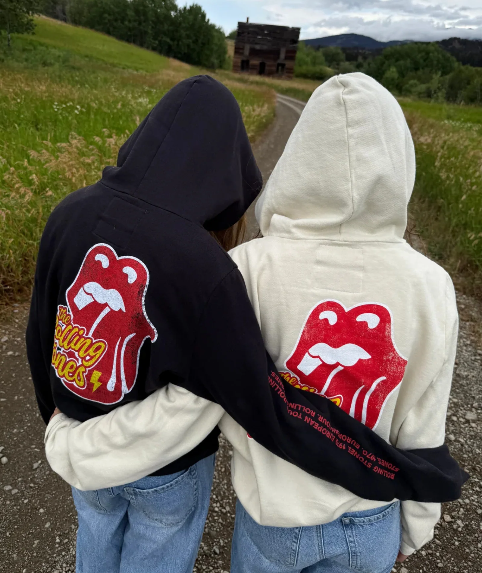 Rowdy Sprout Girls Rolling Stones Tongue Hoodie Washed Black - Image 3