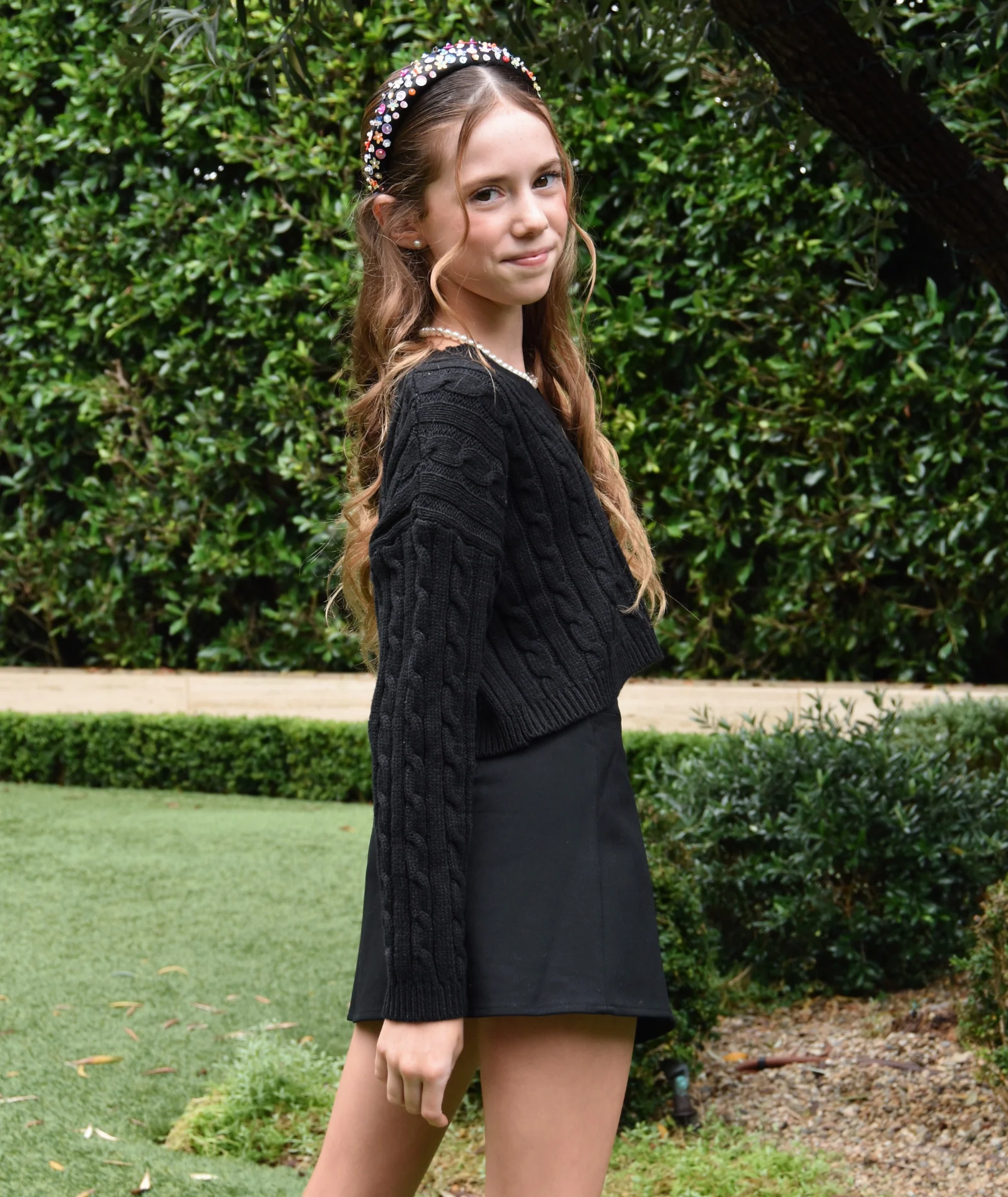 Theme Girls Dani Black Silver Heart Skort - Image 4