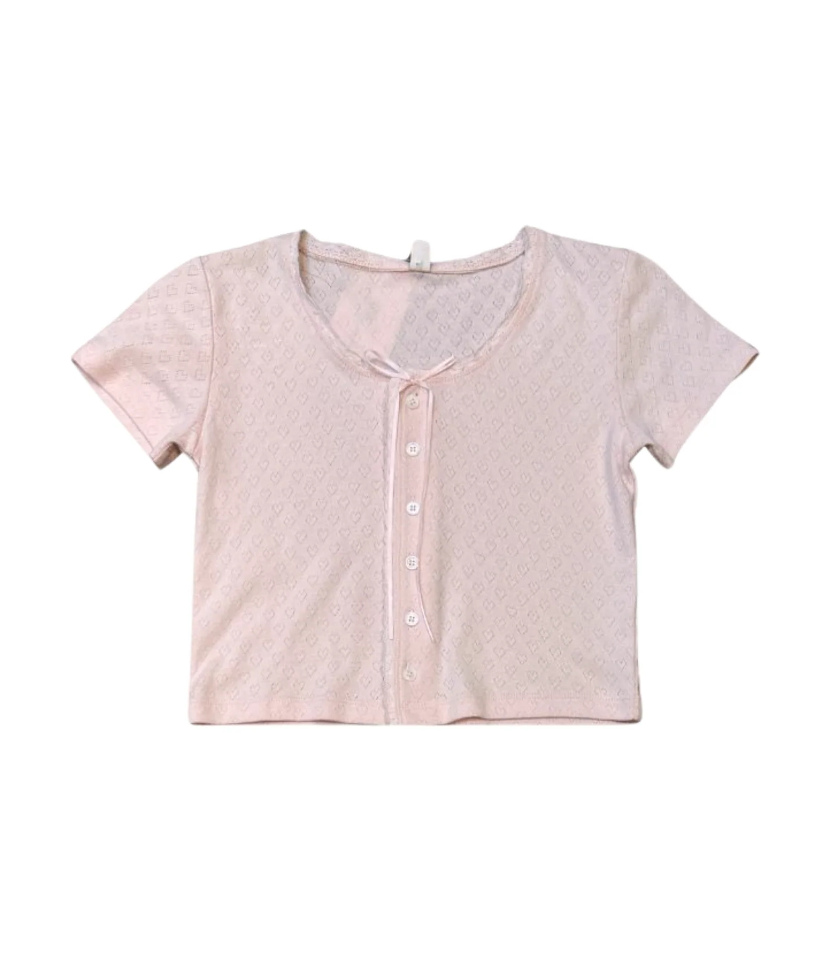 Theme Girls Reese Pastel Pink Lace Heart Pointelle Baby Tee